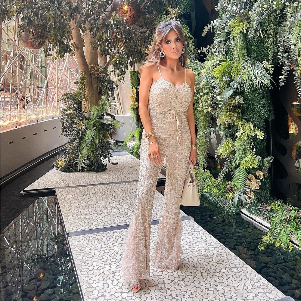 ASOS Cream Sequin Jumpsuit